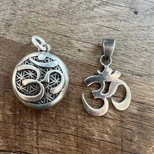 Vintage Sterling silver Om charm and locket
